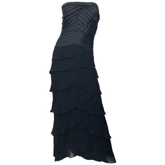 Tadashi Shoji Dresses & Skirts - {euc} Vtg 90s Layered Silk Chiffon Strapless Gown